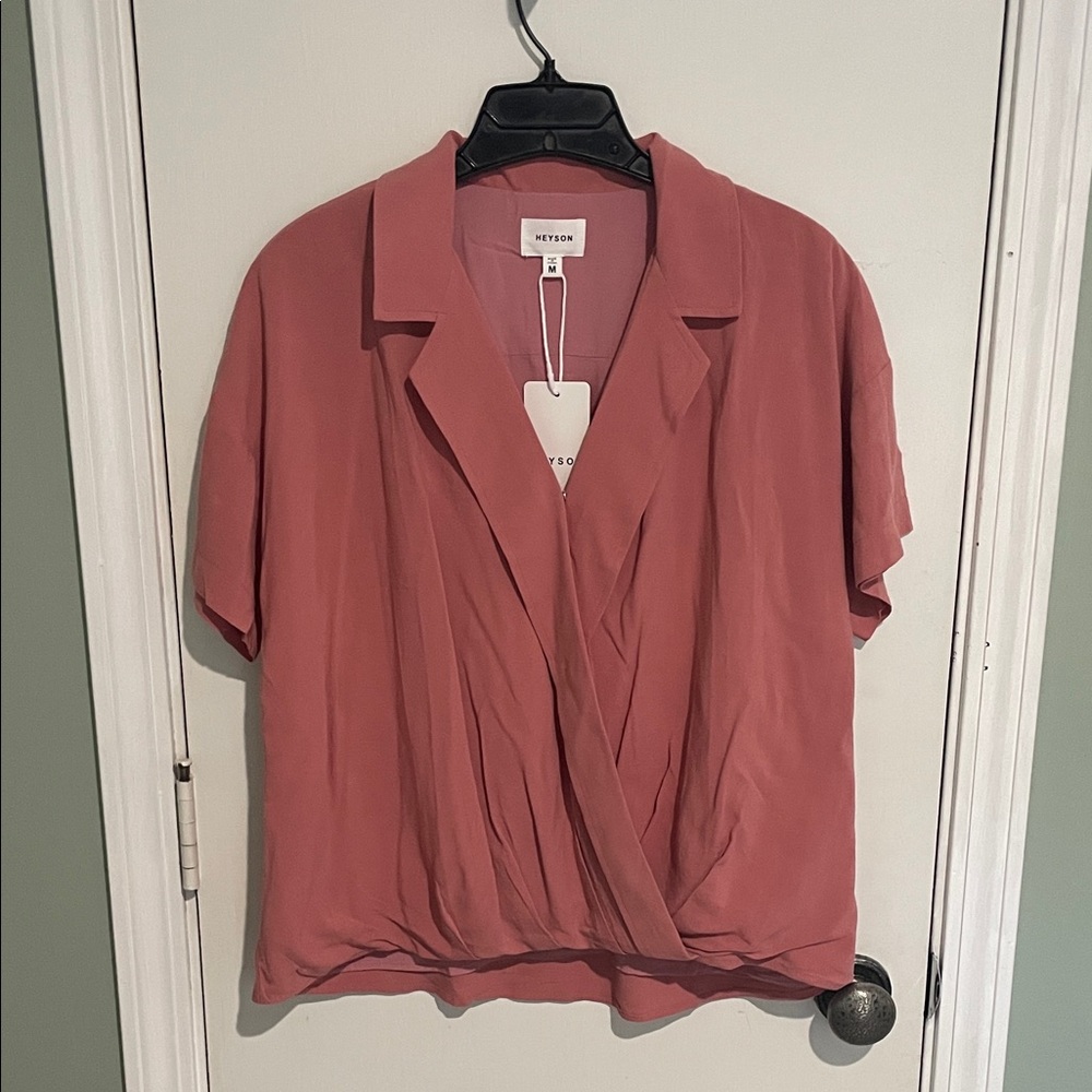 HEYSON Pink Draped Women's Blouse